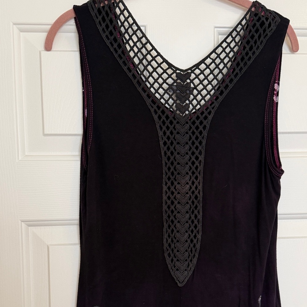 Vocal Black & Fuchsia High-Low Sleeveless Embellished Dress, XL - Picture 8 of 10